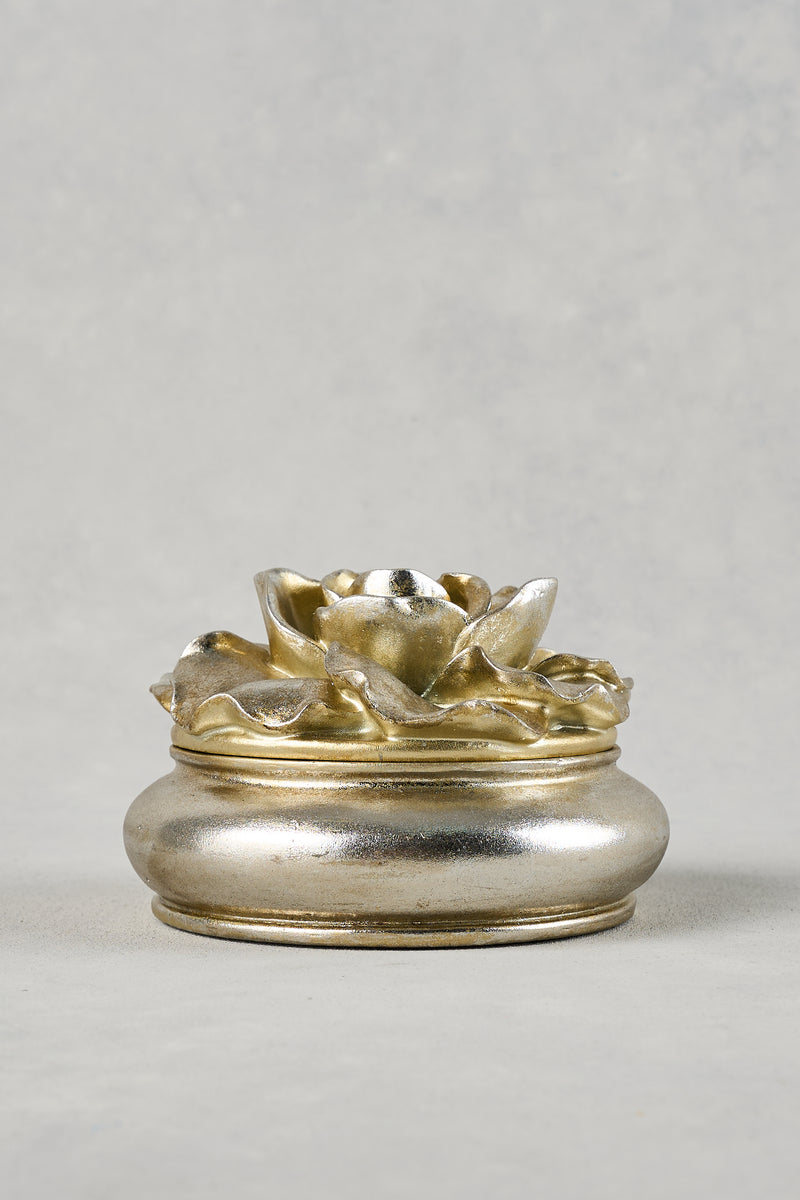 Large Floral Trinket Box – Silver