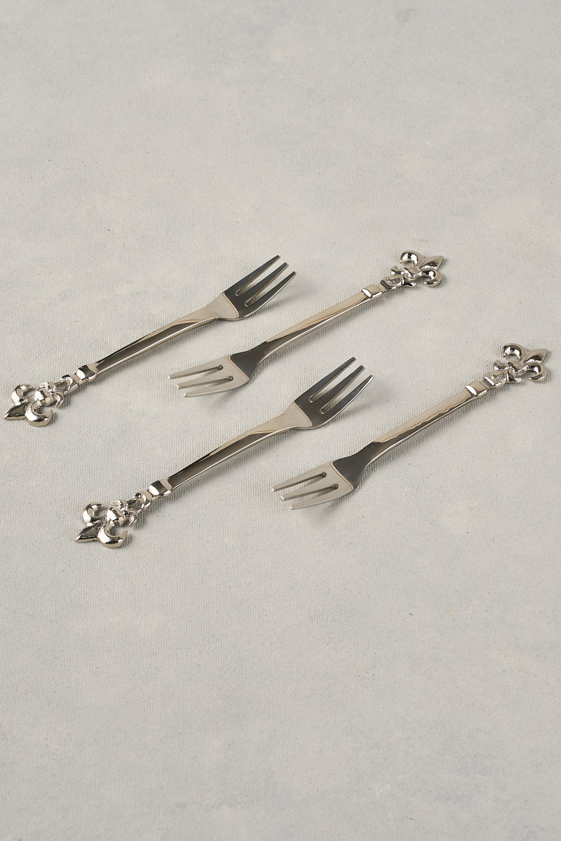 Fleaur De Lys Cake Forks - silver
