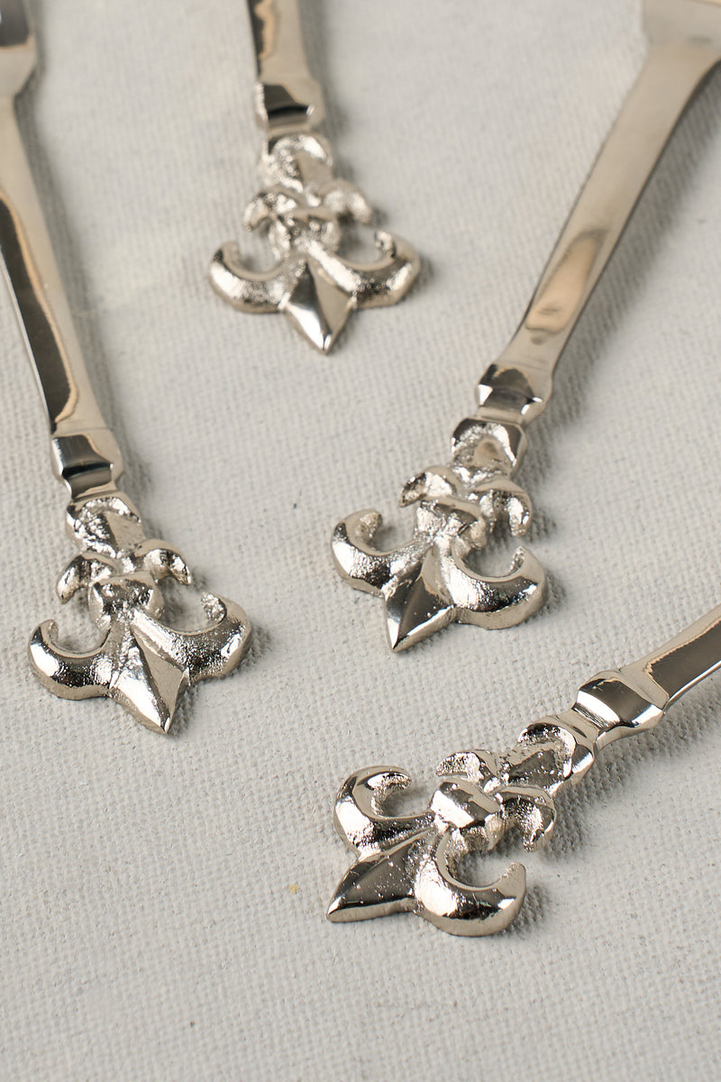 Fleaur De Lys Cake Forks - silver