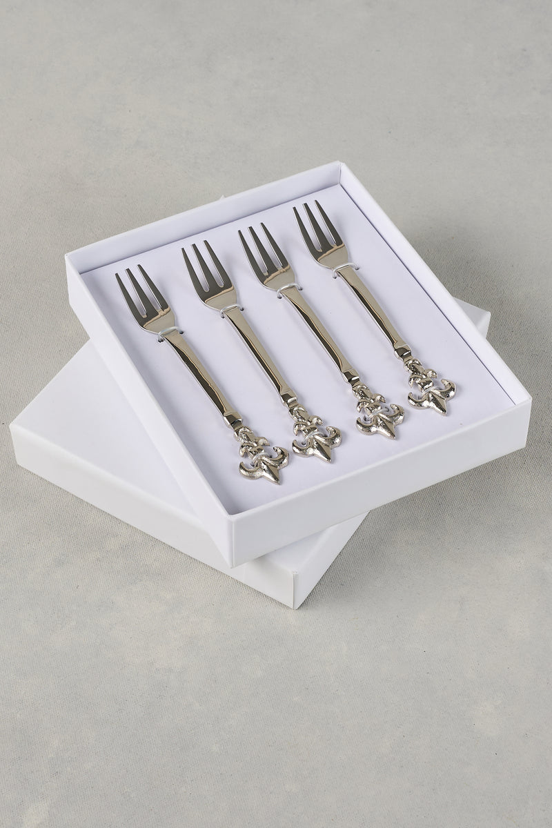 Fleaur De Lys Cake Forks - silver