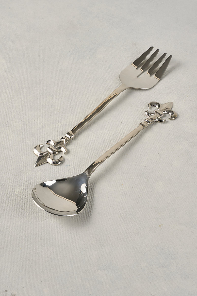 Fleaur De Lys Salad Servers - silver