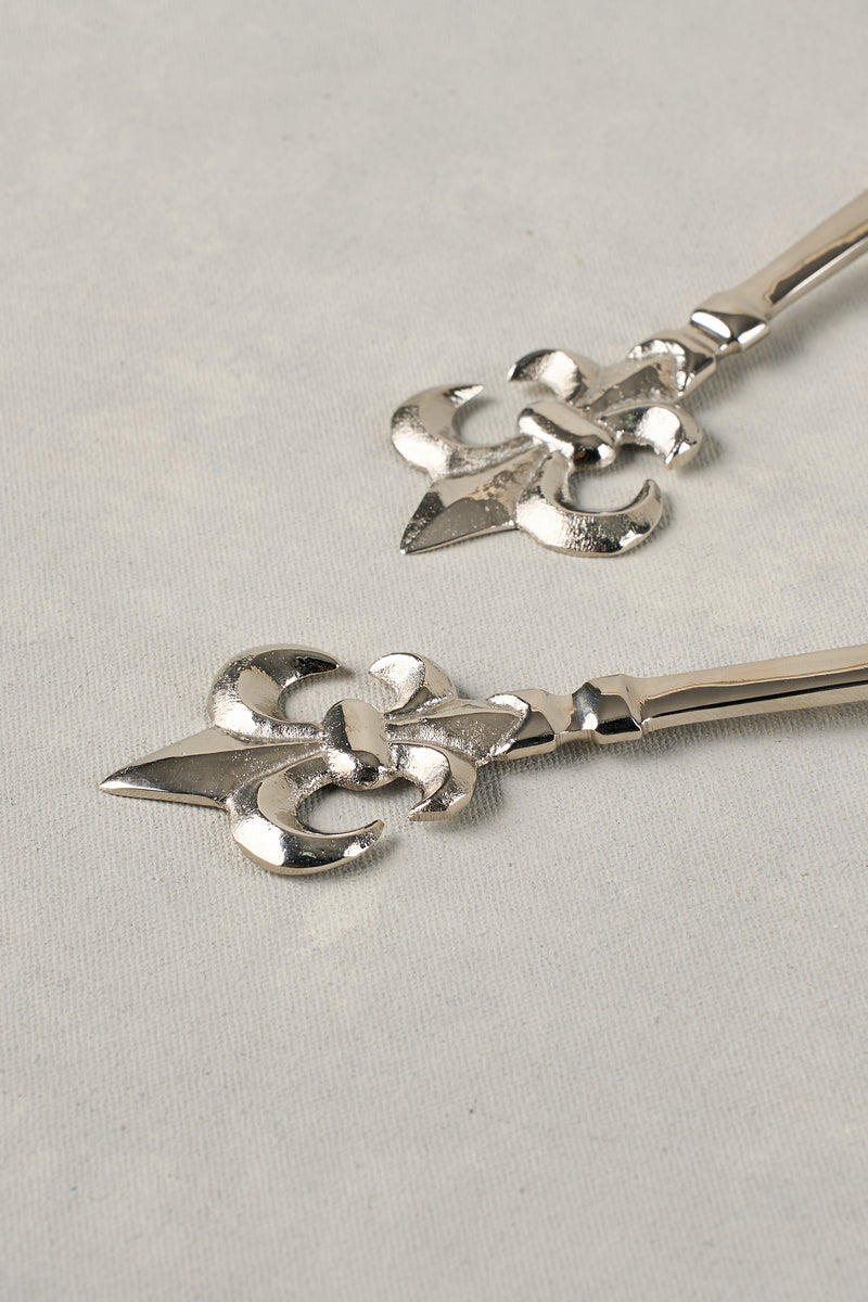 Fleaur De Lys Salad Servers - silver