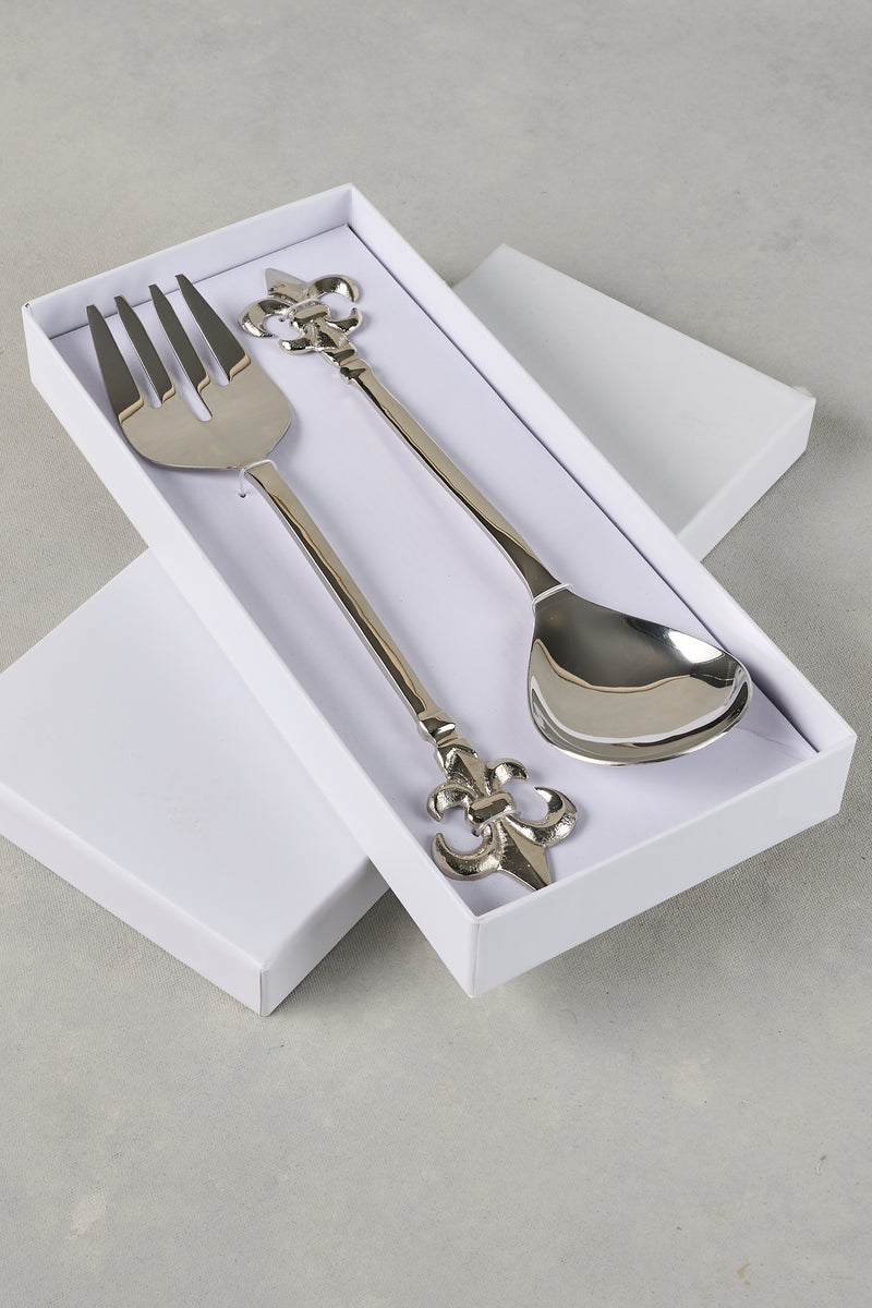 Fleaur De Lys Salad Servers - silver