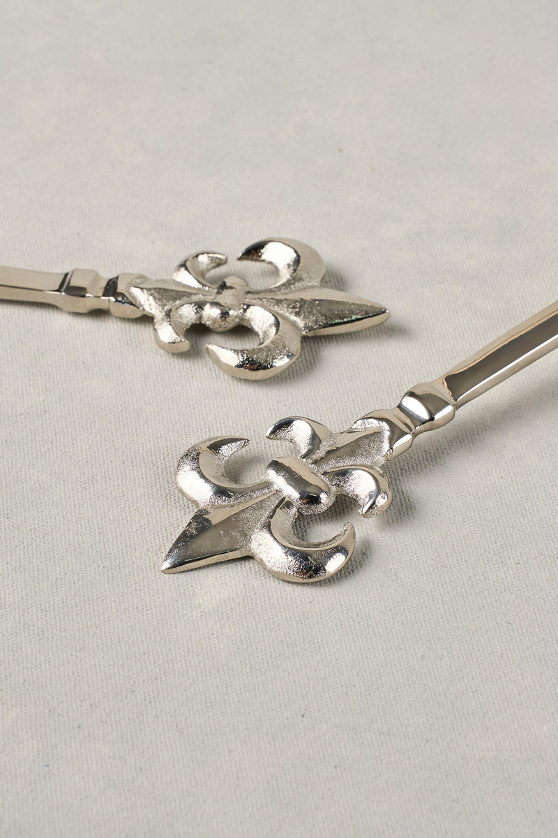 Fleaur De Lys Cake Servers - silver
