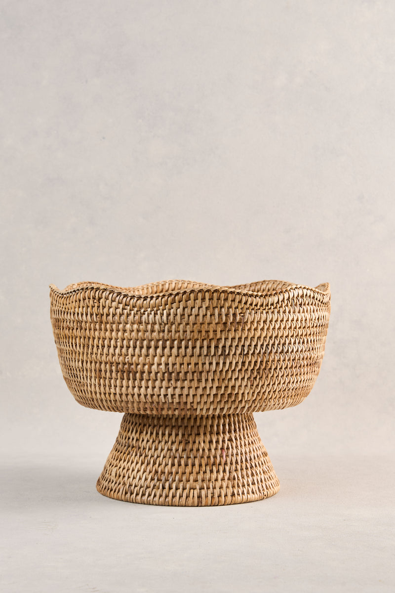 Scalloped Ratton Bowl on Stand