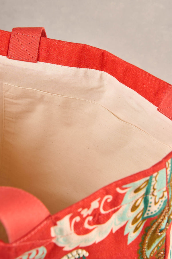 Beaded Canvas Tote - Multicolour