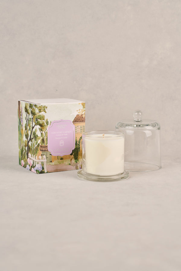 Country Garden Glass Cloche Candle