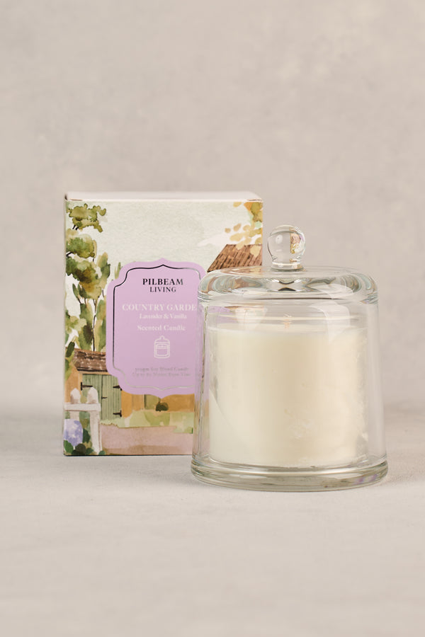 Country Garden Glass Cloche Candle