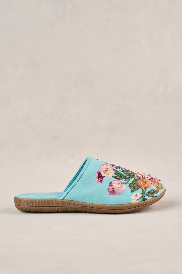 Azure Floral Slippers