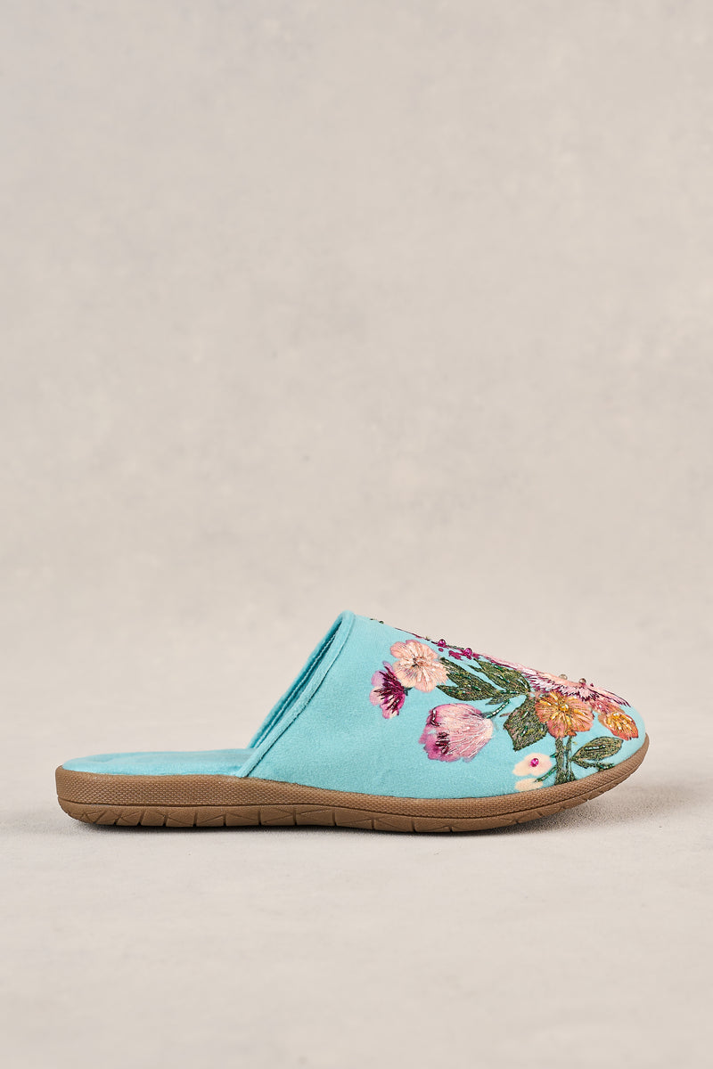Azure Floral Slippers