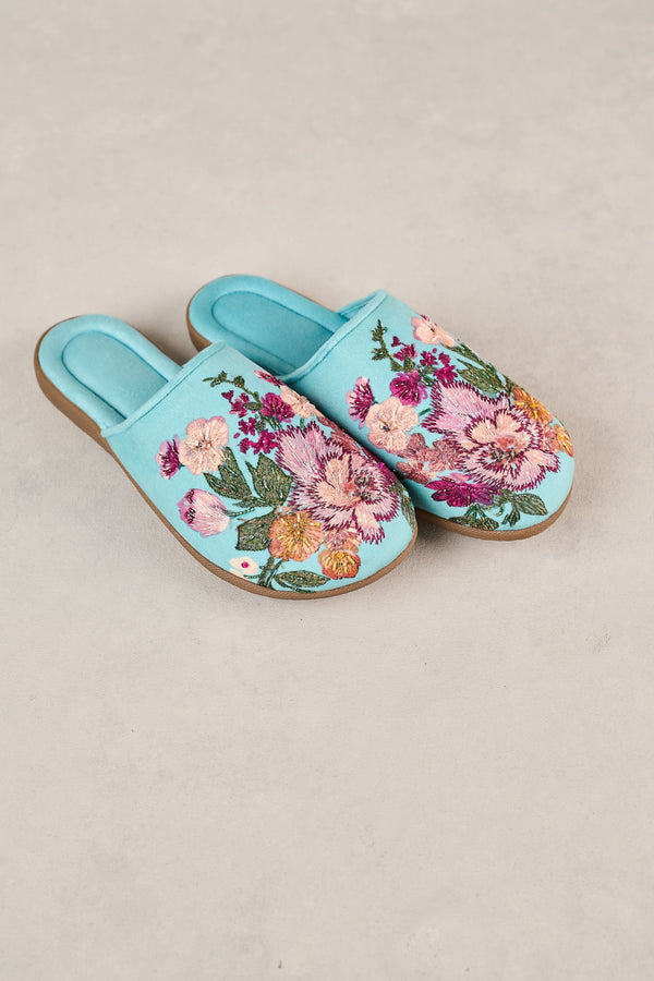 Azure Floral Slippers