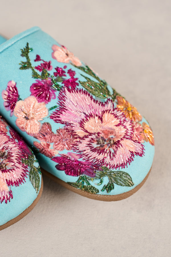 Azure Floral Slippers