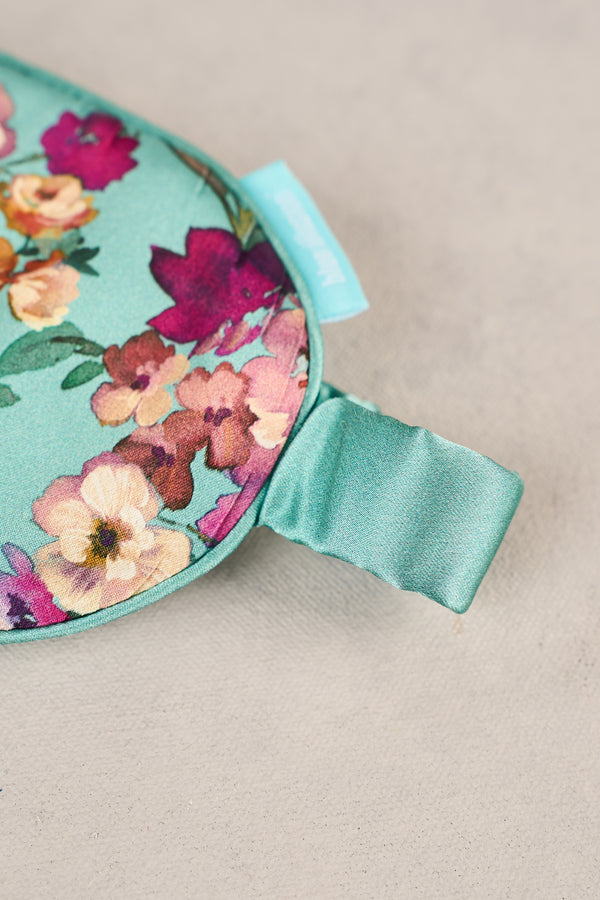Azure Floral Silk Eye Mask