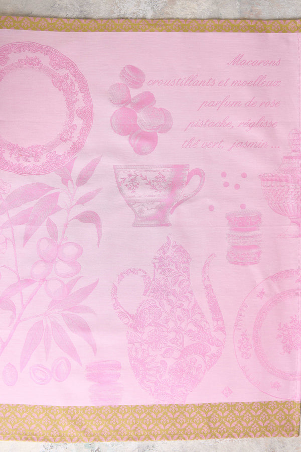 Macarons Rose Linen Tea Towel