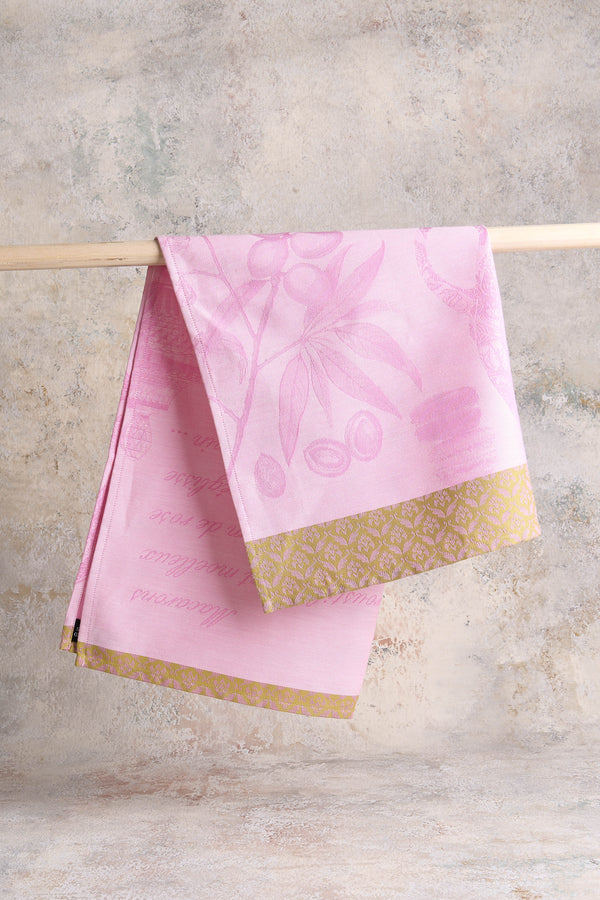 Macarons Rose Linen Tea Towel