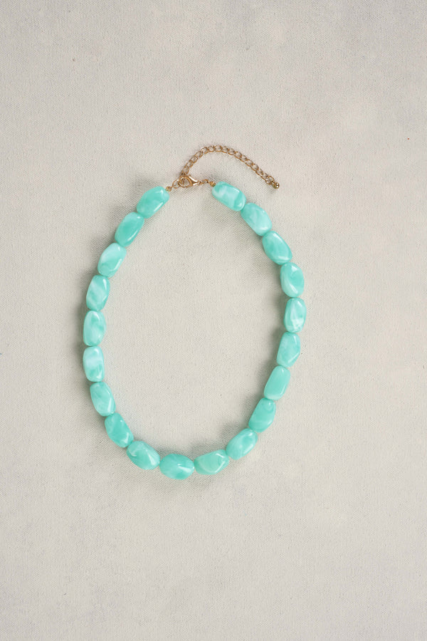 MARBLE RESIN NECKLACE - AQUA