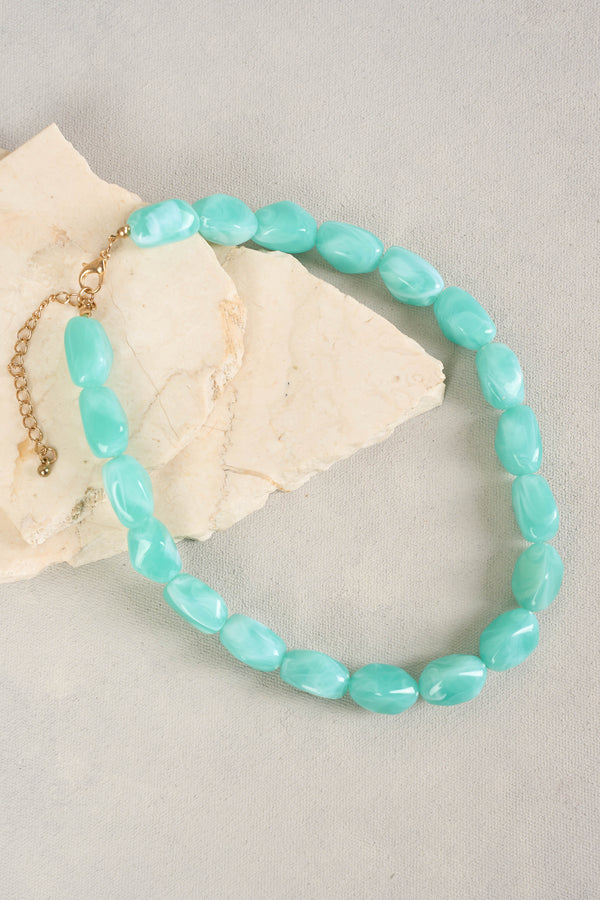 MARBLE RESIN NECKLACE - AQUA