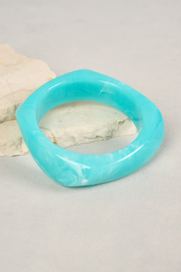 MARBLE RESIN BANGLE - AQUAMARINE