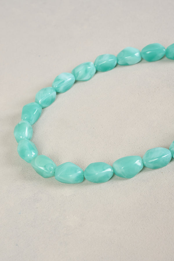 MARBLE RESIN NECKLACE - AQUA