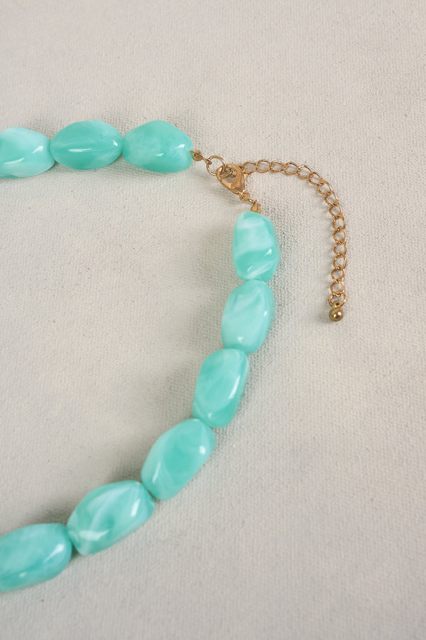 MARBLE RESIN NECKLACE - AQUA