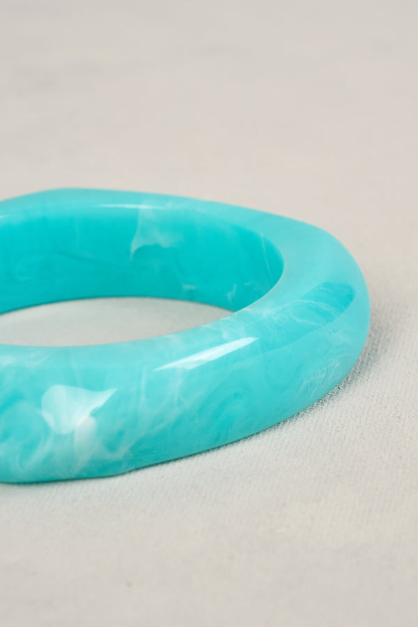 MARBLE RESIN BANGLE - AQUAMARINE