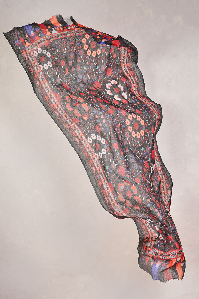 Rouge Floral Wool Scarf - Multi