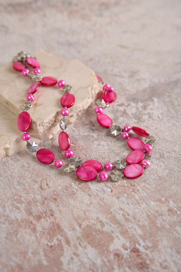 Metalic Rose Shell Necklace