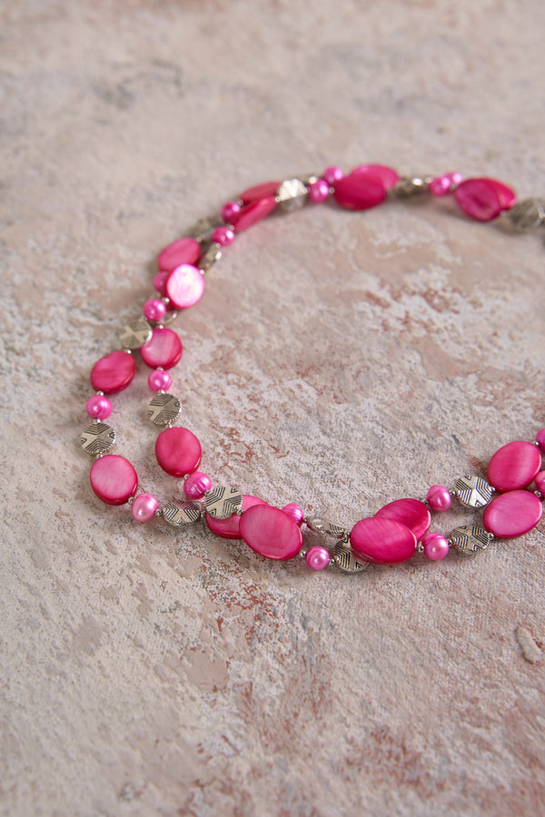 Metalic Rose Shell Necklace