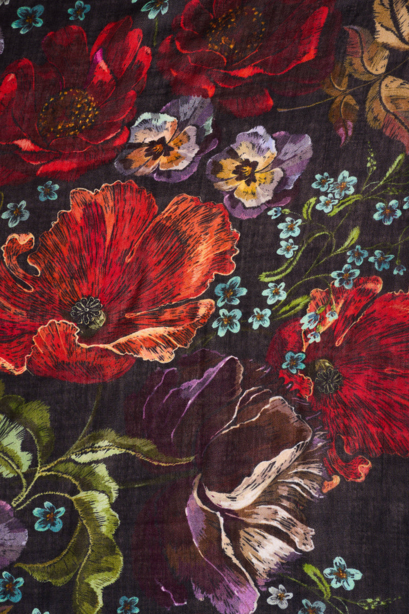 Midnight Floral Gardens Scarf - Multicolour