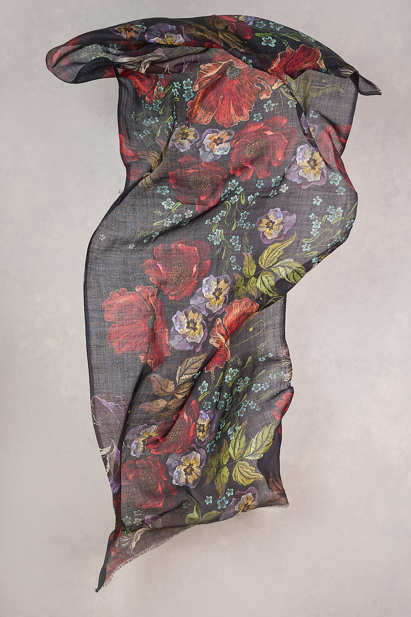 Midnight Floral Gardens Scarf - Multicolour
