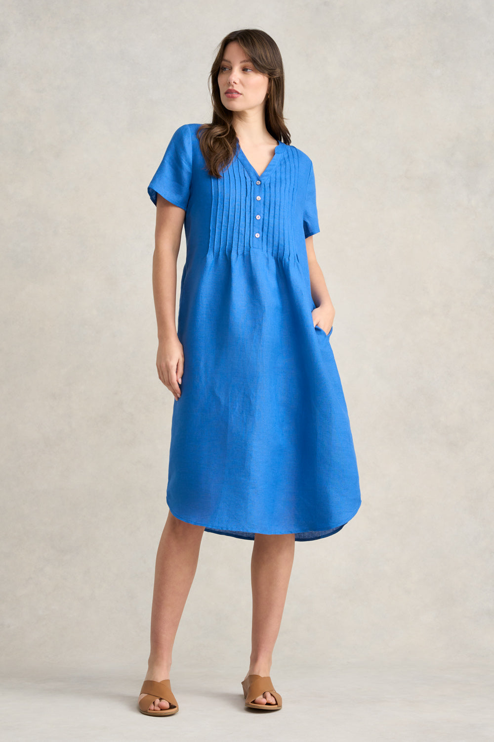 Blue shops illusion linen dress