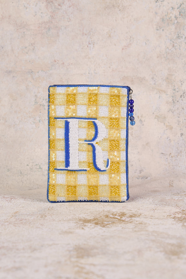 R Monogram Cosmetic Bag