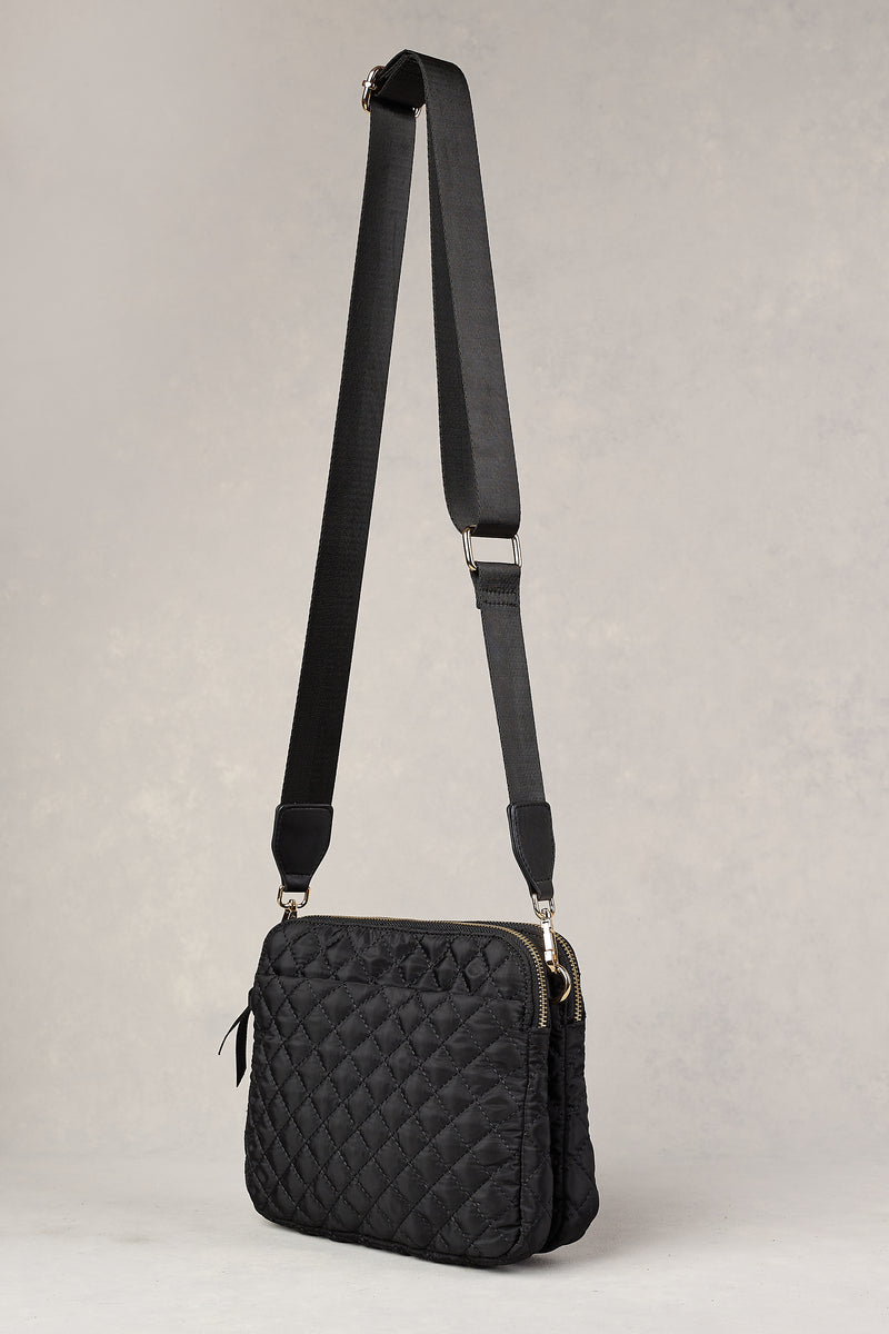NAOMI QUILTED CROSSBODY BAG - BLACK 