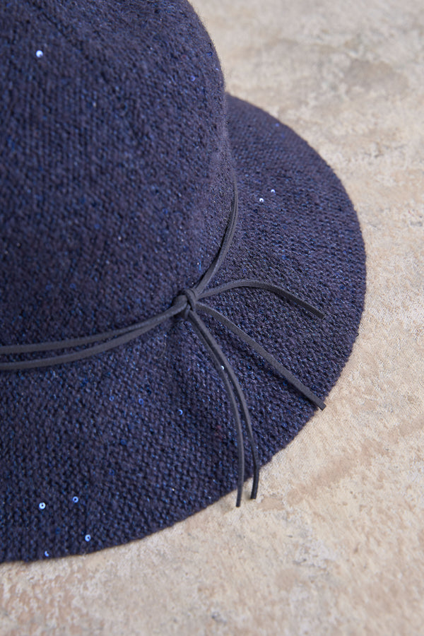 Navy Shimmer Weave Cloche