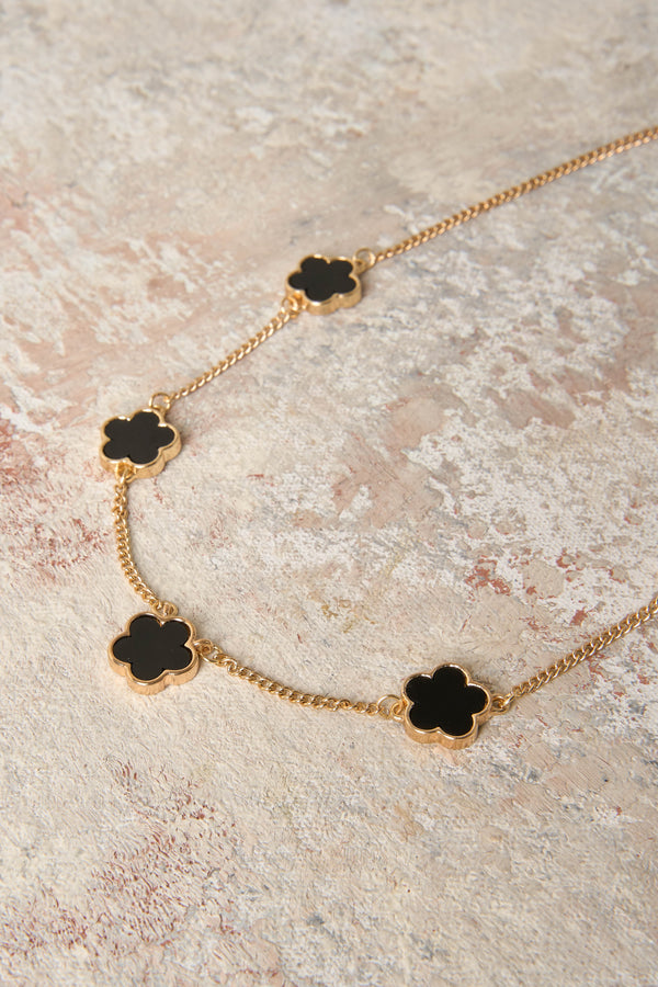 Noir Clover Pendant Necklace