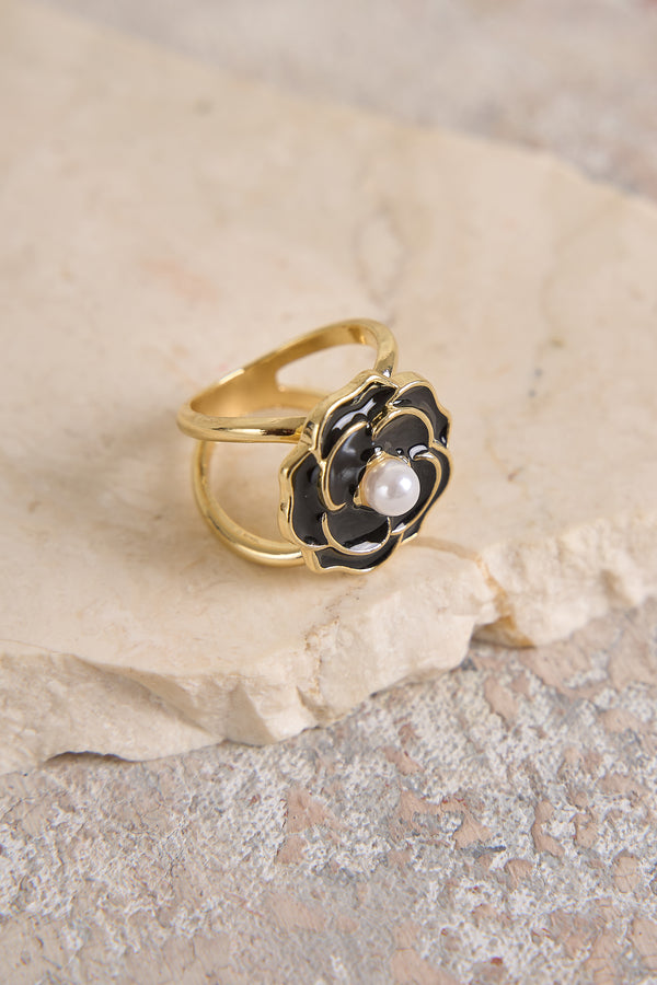 Noir Rose Scarf Ring