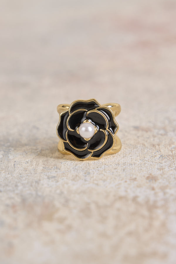 Noir Rose Scarf Ring