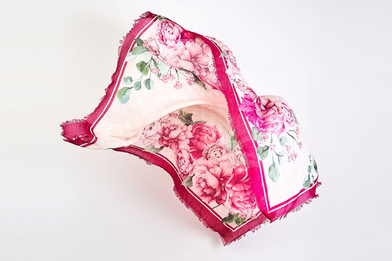 Catriona Rowntree Peonies Wool Scarf, Travel Wear