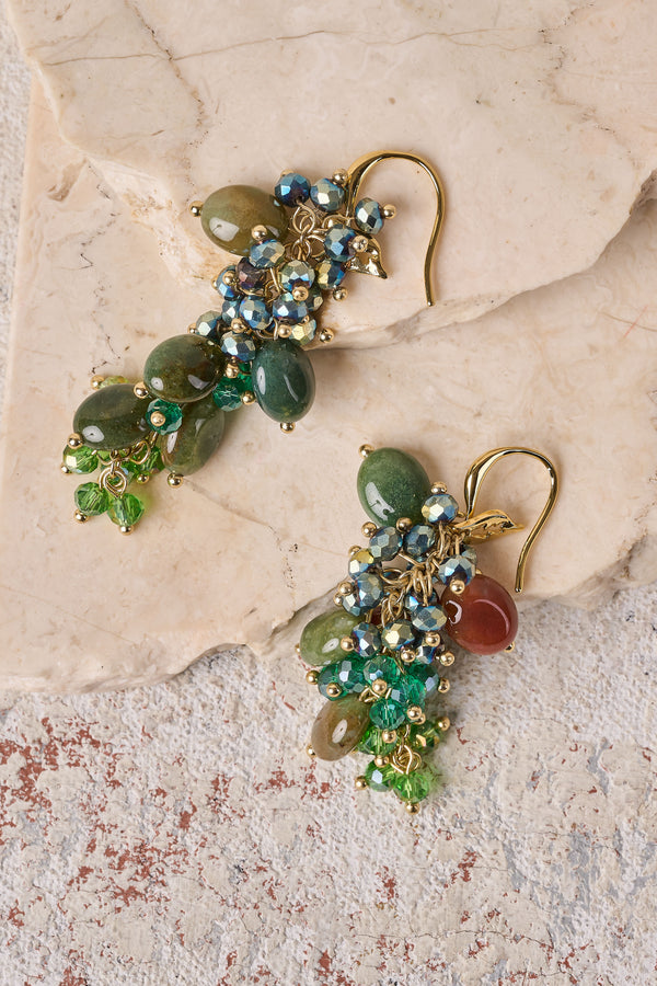 Olive Stone Drop Earrings