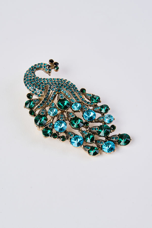 Turquoise Peacock Brooch