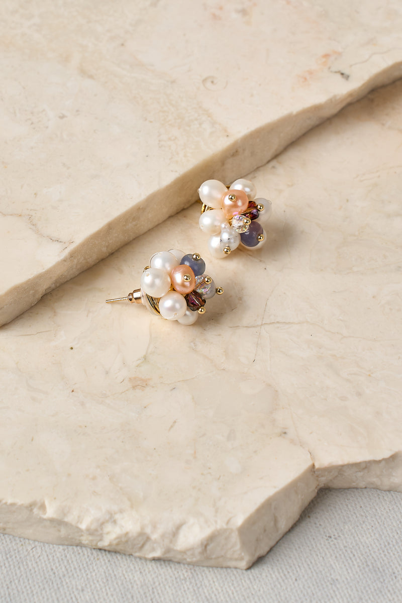 Pearl Cluster Studs - Gold