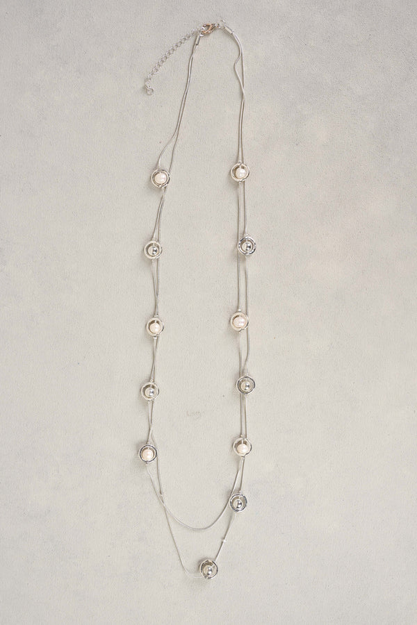 PEARL DOUBLE LAYER NECKLACE - SILVER