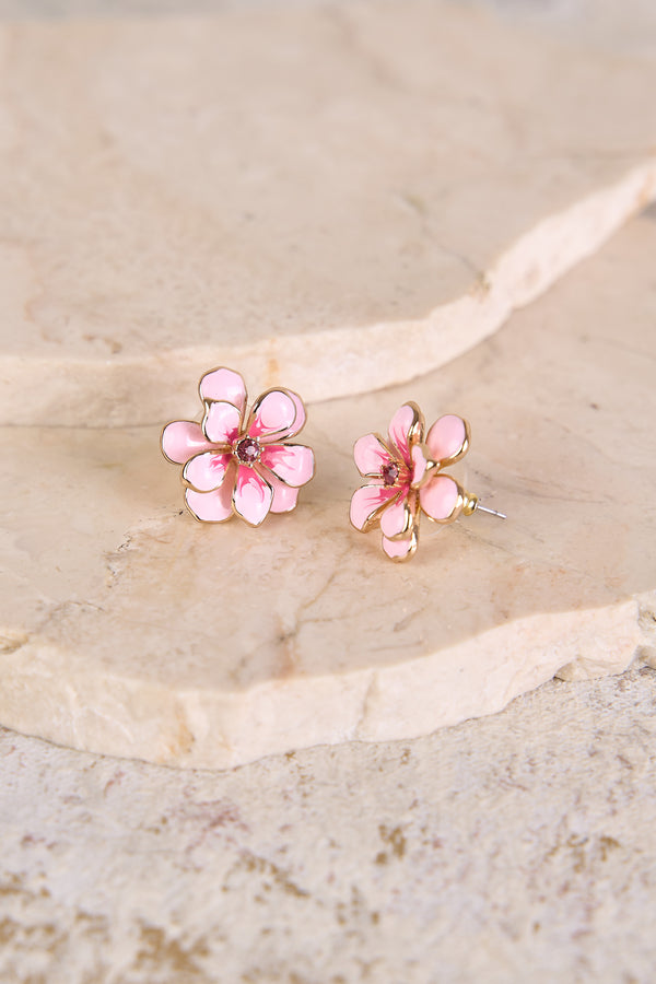 Pink Floral Earrings