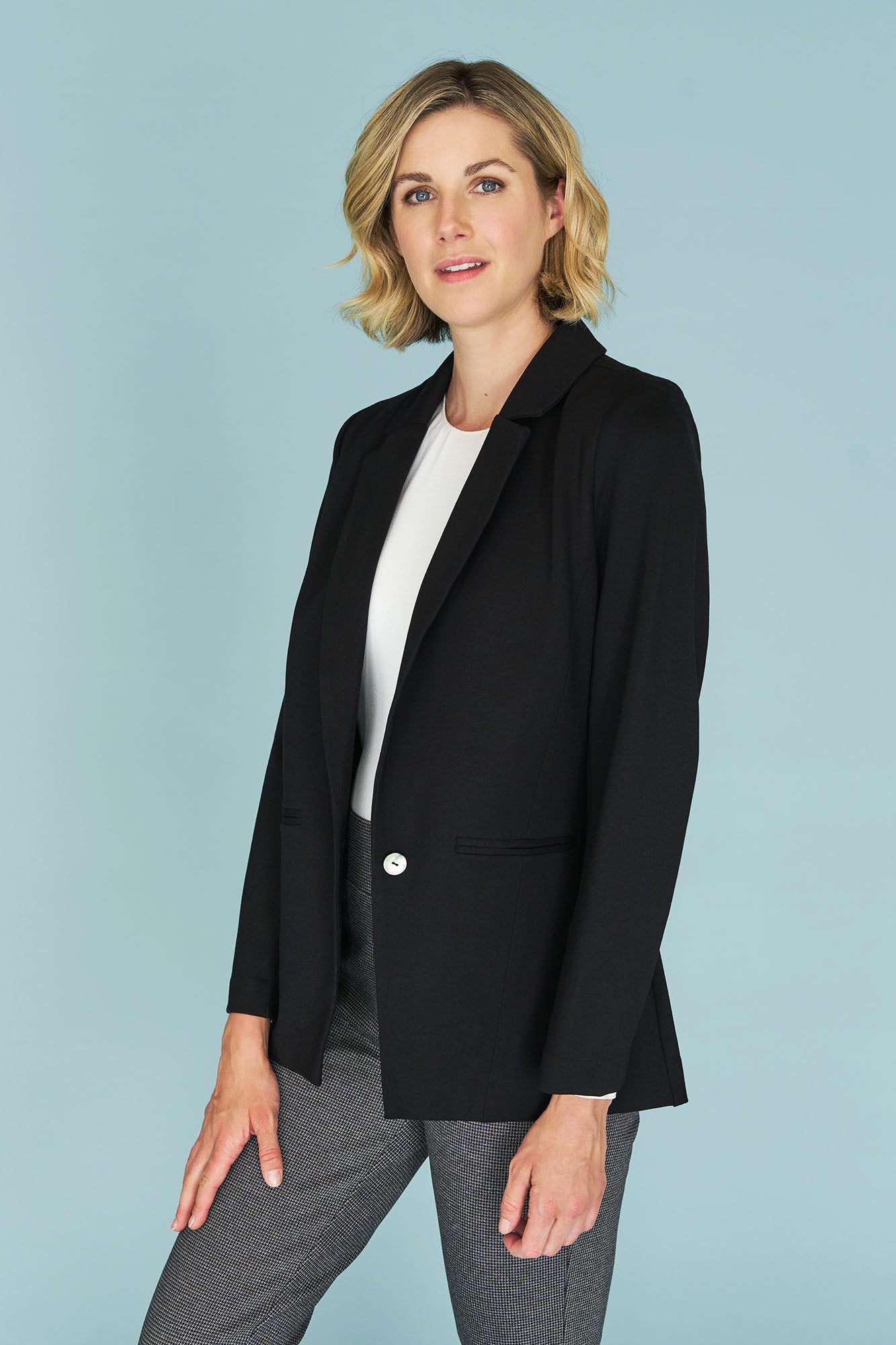 Women's black deals ponte blazer