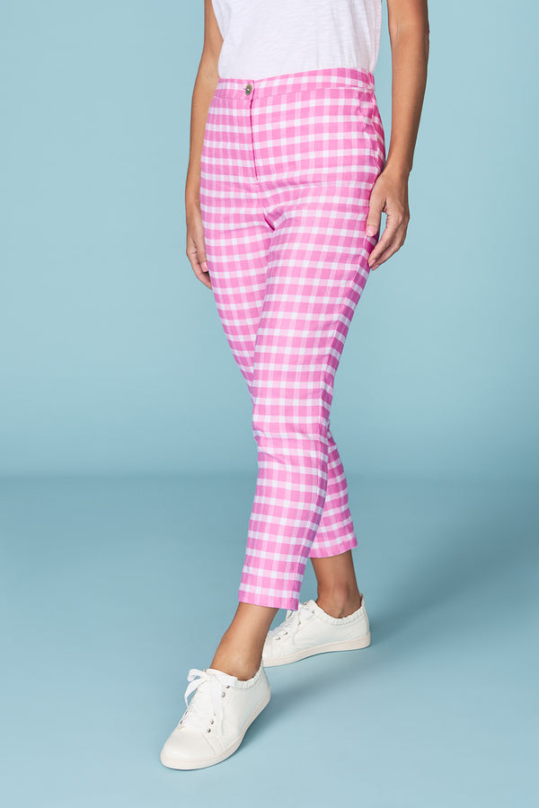 7/8th Linen Gingham Pant