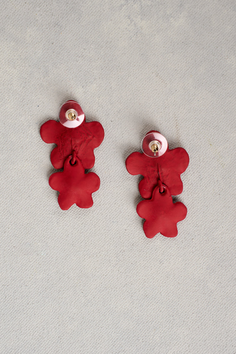 Red Floral Earrings