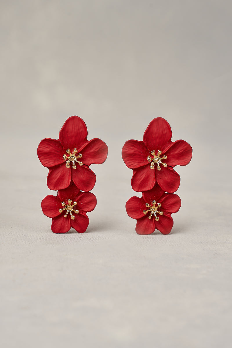 Red Floral Earrings