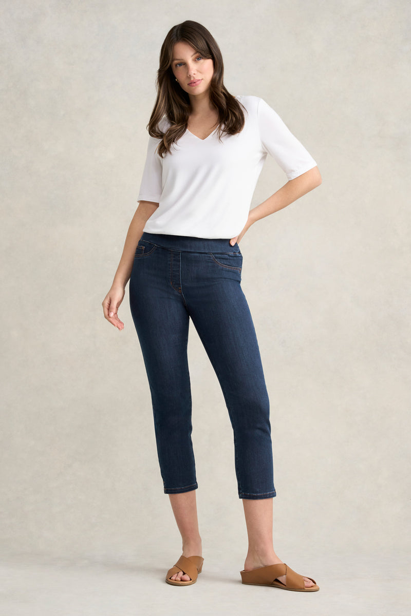 Bengajean Three Quarter Slim Leg - Mid Indigo