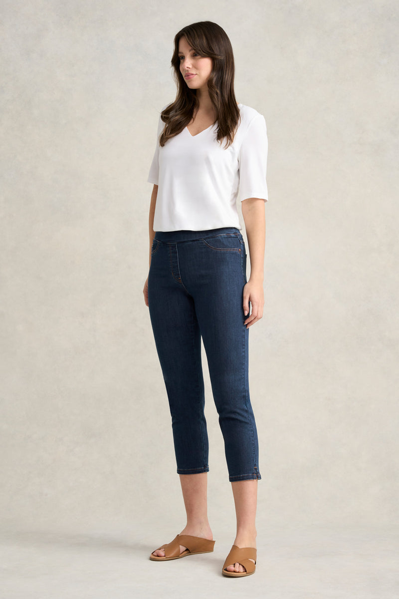 Bengajean Three Quarter Slim Leg - Mid Indigo