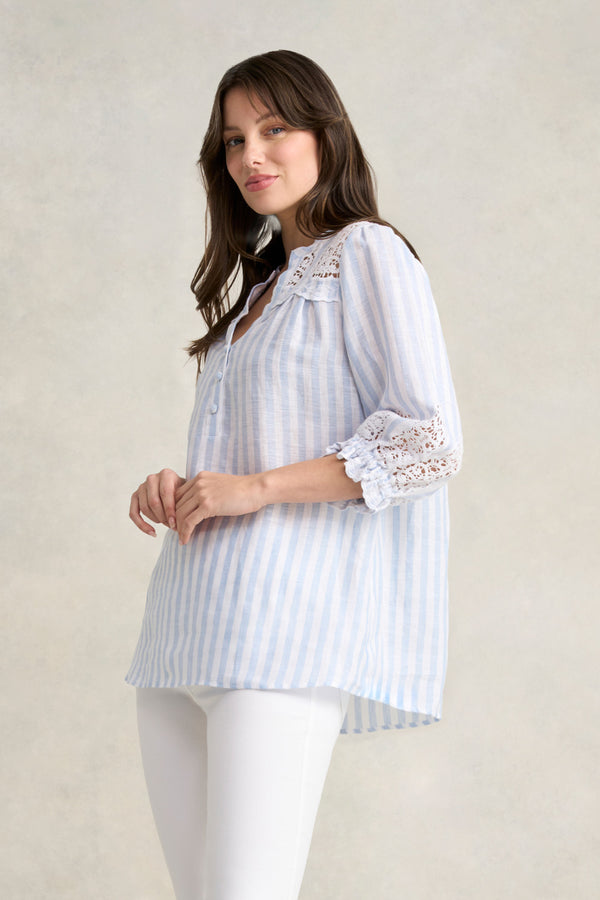 Lace Embroidered French Linen Top